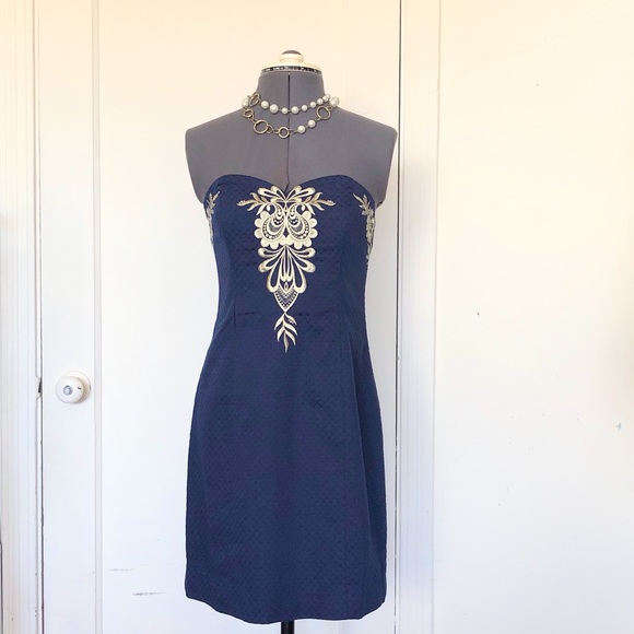 NWT Lilly Pulitzer “Demi” Ornate Embroidered Navy Dress size 0 - Picture 2 of 8